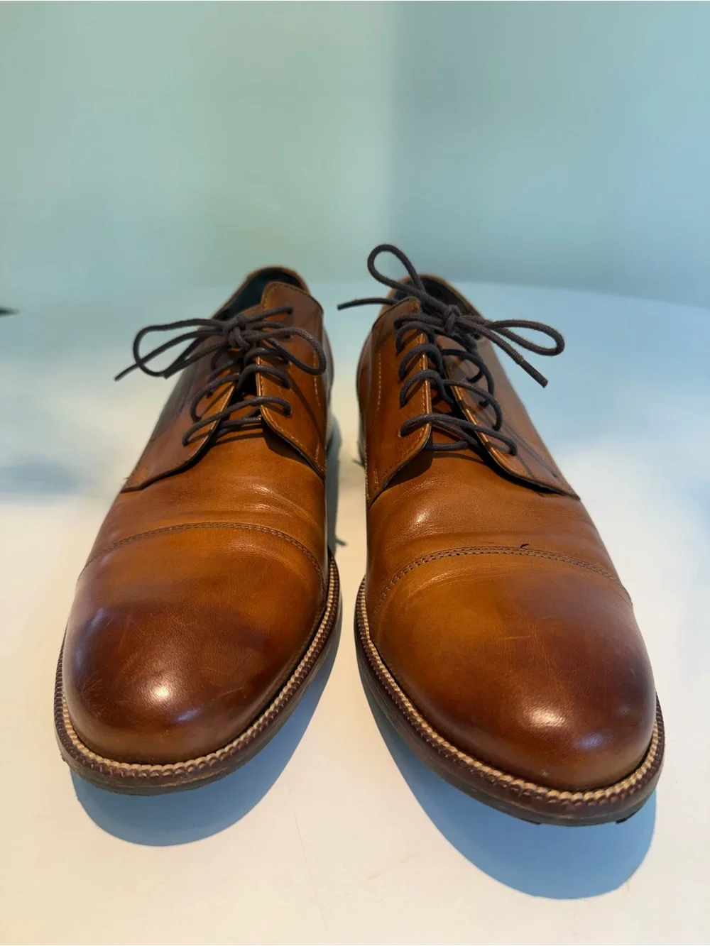 Cole Haan Men's British Tan Leather Cap Toe Oxford Dress Shoes Size C24120